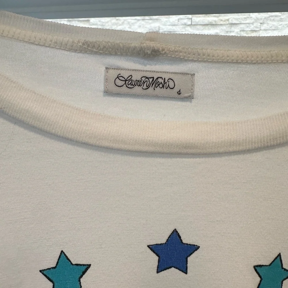 Lauren Moshi Wolf Rainbow Lightening Eye White Tee shirt Small - Picture 4 of 8